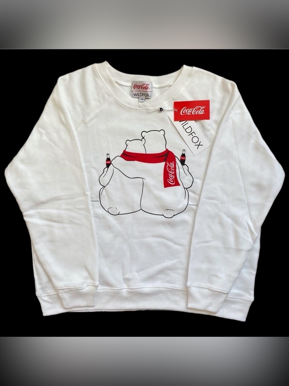 WILDFOX White coca-Cola Polar Bear Sweatshirt Small NWT
